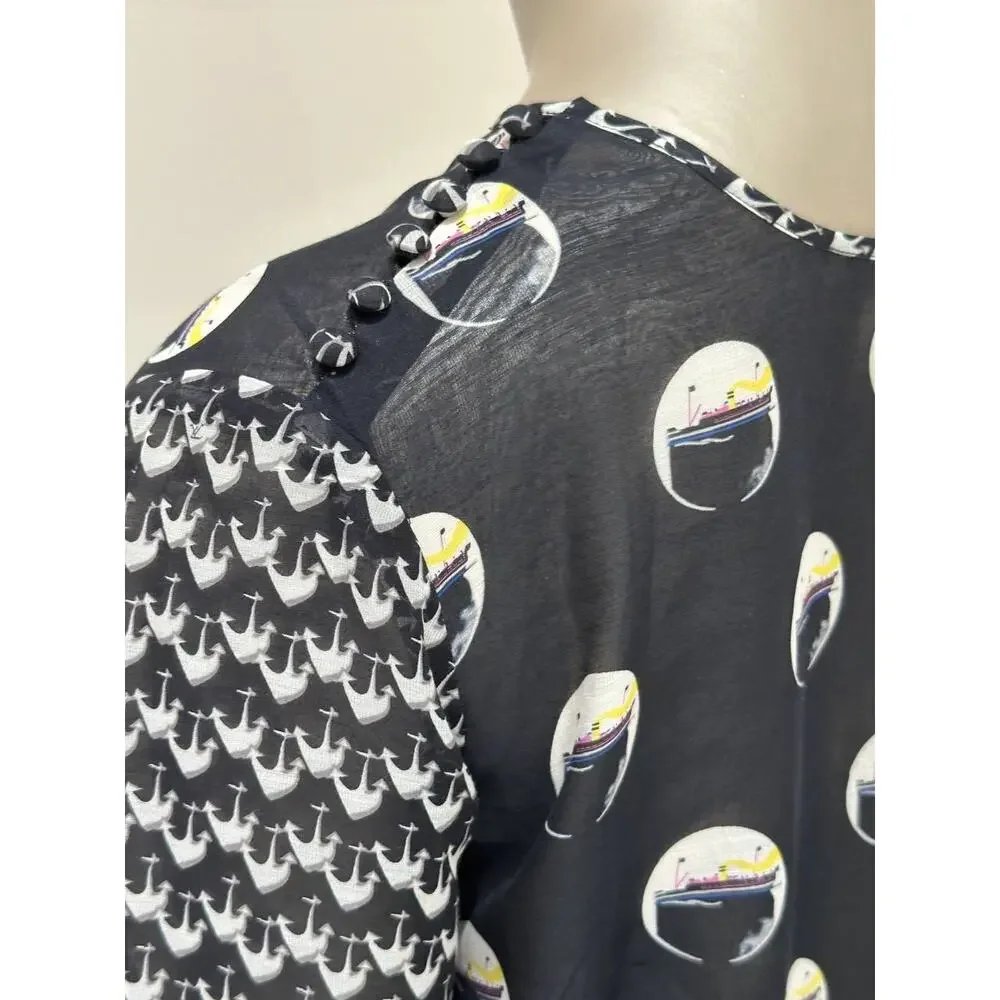 Louis Vuitton Marc Jacobs Black Graphic Print Dress Sz.36